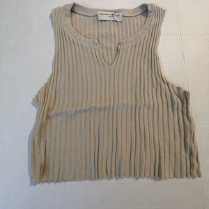 Project Social T ❤️ Urban Outfitters cream large ribbed sleeveless cropped top